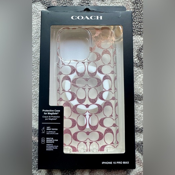 Coach iPhone 15 Pro Max Case Signature C Glittery - Picture 1 of 2